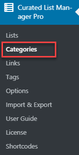 Navigation to the categories dashboard - Knowledge Base Wiki WordPress Plugin