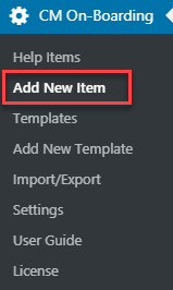 Adding new help item - Walkthrough WordPress Plugin