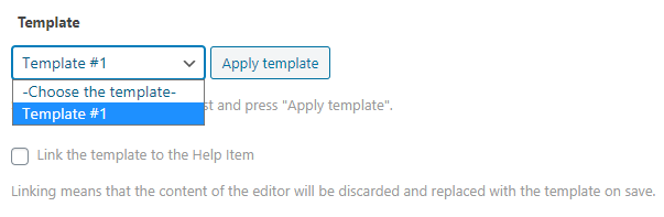 Choosing the help item template - WordPress Walkthrough Plugin