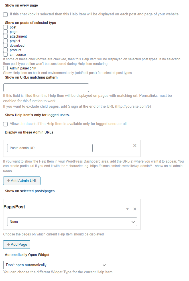 Activity settings - Website Walkthrough WordPress Plugin