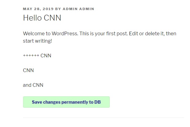 Front-end button for saving changes permanently to DB - Mass Replace Text in WordPress