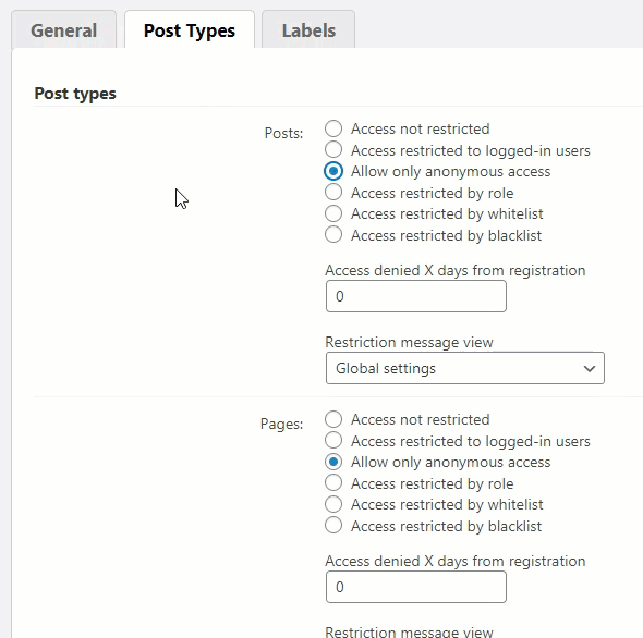 Example of restricting by whitelist - Content Dripping WordPress Plugin