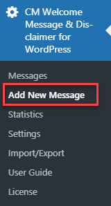 Creating new disclaimer message - Disclaimer Plugin WordPress