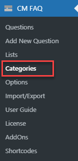 Managing FAQ categories - WP Responsive FAQ With Category Plugin