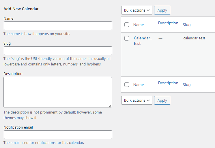 Dashboard for creating and editing calendars - Appointment Scheduling Plugin WordPress