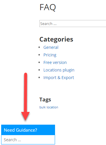 Search widget - FAQ Plugin WordPress