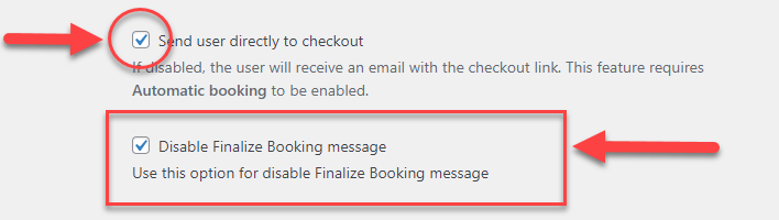 Disabling finalize booking message - WordPress Calendar Booking Plugin