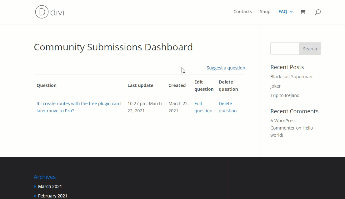 Approved question on the front-end - WordPress FAQ Plugin With Search Bar