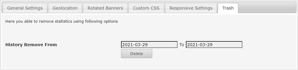 Trash settings - Ad Server WordPress Plugin