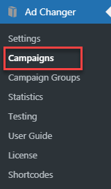 Navigation to the campaigns dashboard - WordPress Advertising Plugin