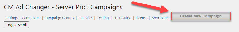 Creating new campaign - WordPress Ad Management