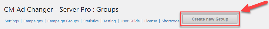 Creating new group - WordPress Ad Management Plugin