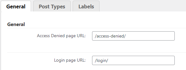 Examples of filled URL settings - WordPress Restricted Site Access