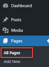 Navigation to the pages dashboard - Floating Table of Contents WordPress