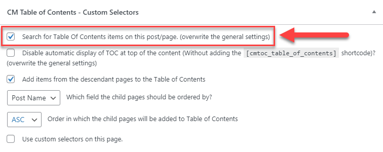 Make sure that the TOC is enabled on that page - WordPress Table of Contents