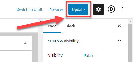 Saving the changes - WordPress Table of Contents Block