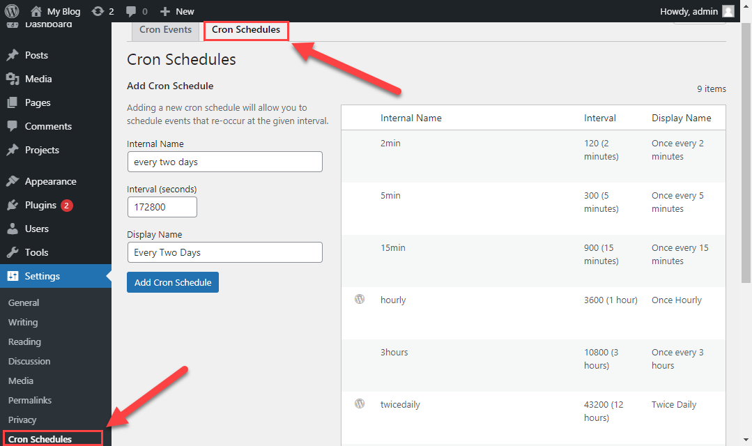 Managing Cron Schedules - RSS Importer WordPress