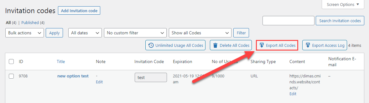 Exporting all codes with stored user data - Members Plugin Restrict Content