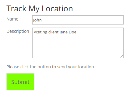 Form for sending locations - WordPress Interactive Map Plugin