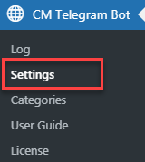 Navigation to the plugin settings - Telegram WordPress Widget