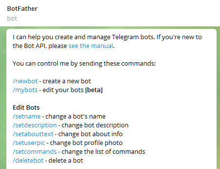 BotFather settings - WordPress Telegram Plugin