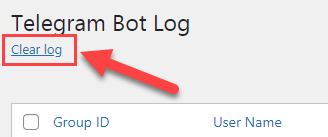 Clearing the log - Telegram Plugin for WordPress