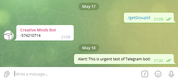 Result in action - Telegram Bot Plugin for WordPress