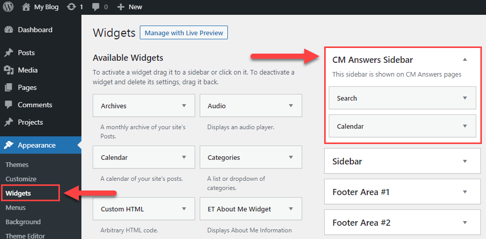 Plugin sidebar widget area - WordPress Forum Plugin