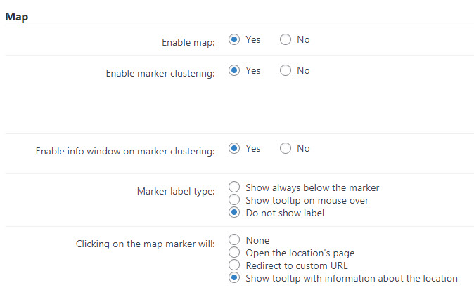 Map settings - Maps Plugin