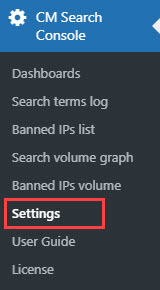 Navigation to the plugin settings - WordPress Search Bar Plugin