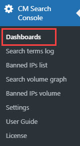 Navigation to the rules dashboards - WordPress Search Bar Plugin