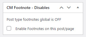 Enabling footnotes on the specific page - Footnotes WordPress