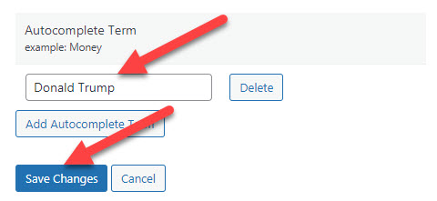 Form for adding a rule - WordPress Search Form Plugin