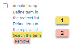 Actions for managing terms - WordPress Search Form Plugin