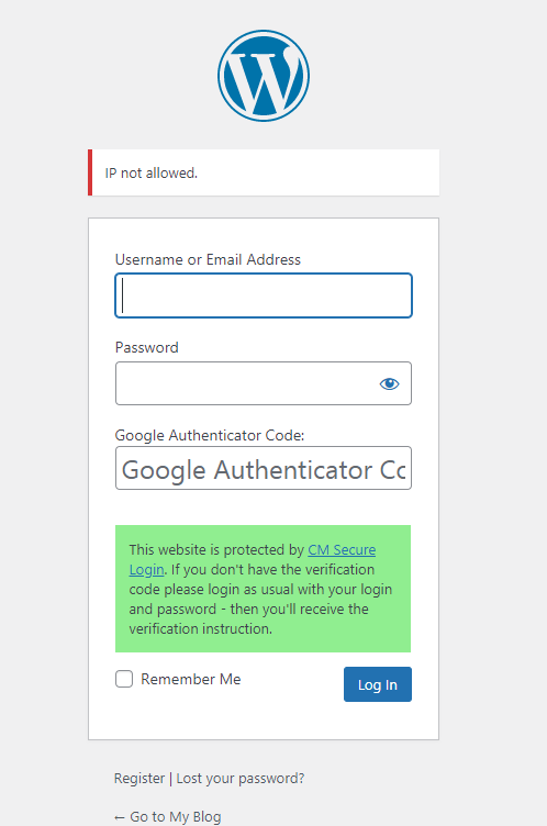 IP protection - WordPress 2FA