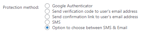 Protection method that lets users choose between SMS and email verifications - WP 2FA Plugin