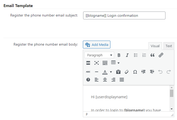 Email template - WordPress Two Step Authentication