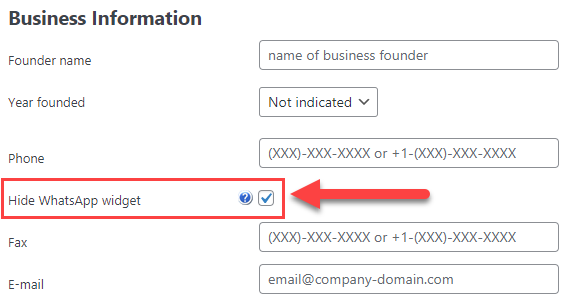 Disabling WhatsApp widget for specific businesses - WordPress Business Directory Plugin
