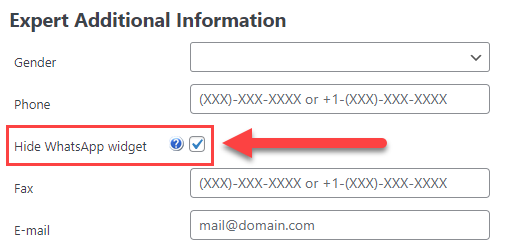 Disabling Whatsapp widget for chosen expert page - WordPress Staff Directory Plugin