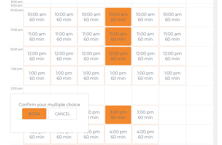 Choosing multiple slots - WordPress Calendar Booking Plugin