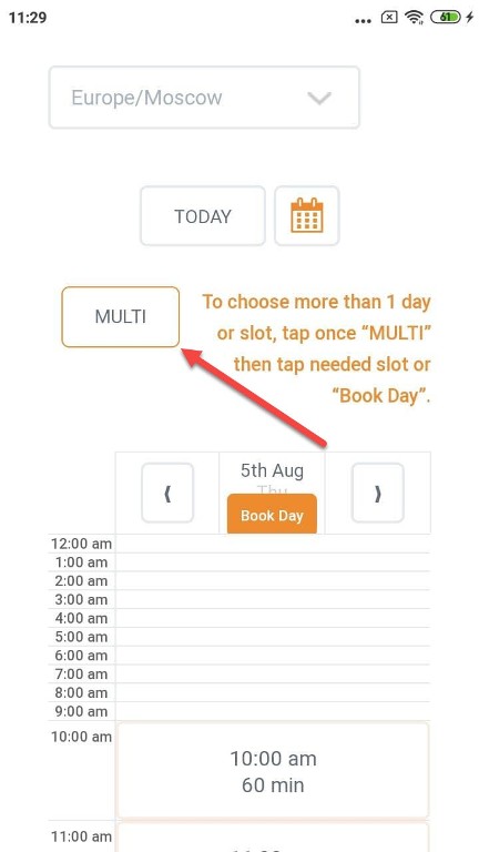 Multiple bookings choice on mobile devices - Appointment Scheduling Plugin WordPress