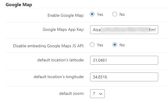 Google Map settings - Google Maps WordPress Plugin