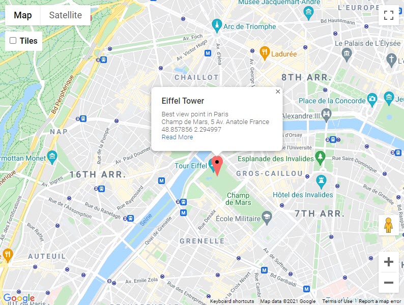 Added location on the front-end - Maps Plugin