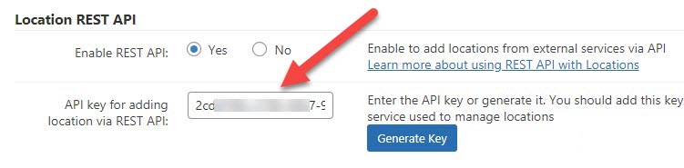 Generated API key - Store Locator WordPress Plugin