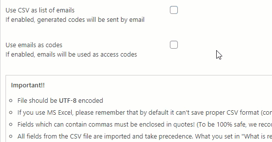 'Use CSV as list of emails' option - Private Content WordPress Plugin