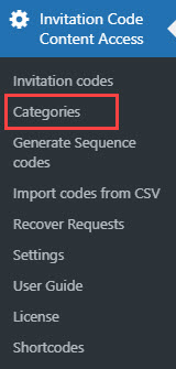 Invitation codes categories - Invitation Code Registration for WordPress
