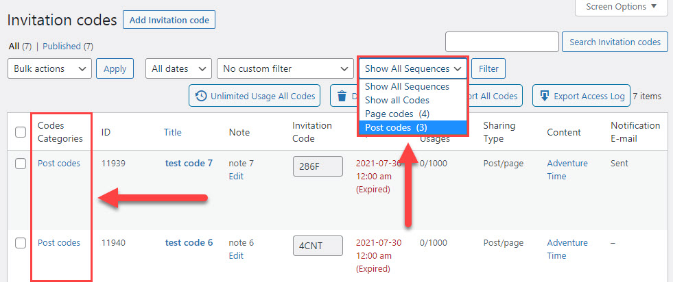 Filter codes by category - Members Plugin Restrict Content