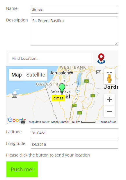 Displaying the form for sending current location - Store Locator WordPress Plugin