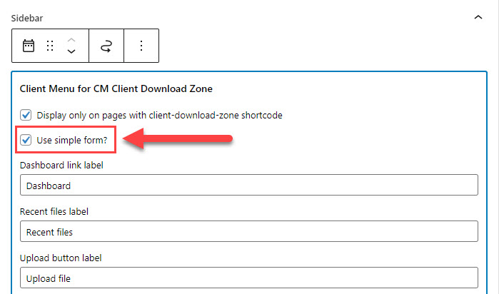 Enabling simple form of the widget - Customer Portal WordPress