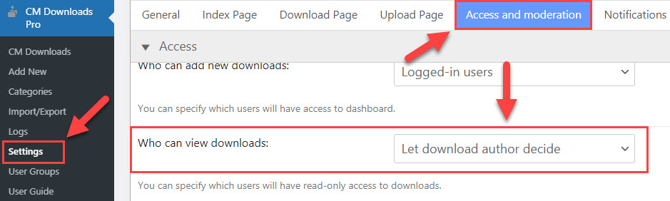 Letting the author decide who can view downloads - Secure Customer Portal WordPress